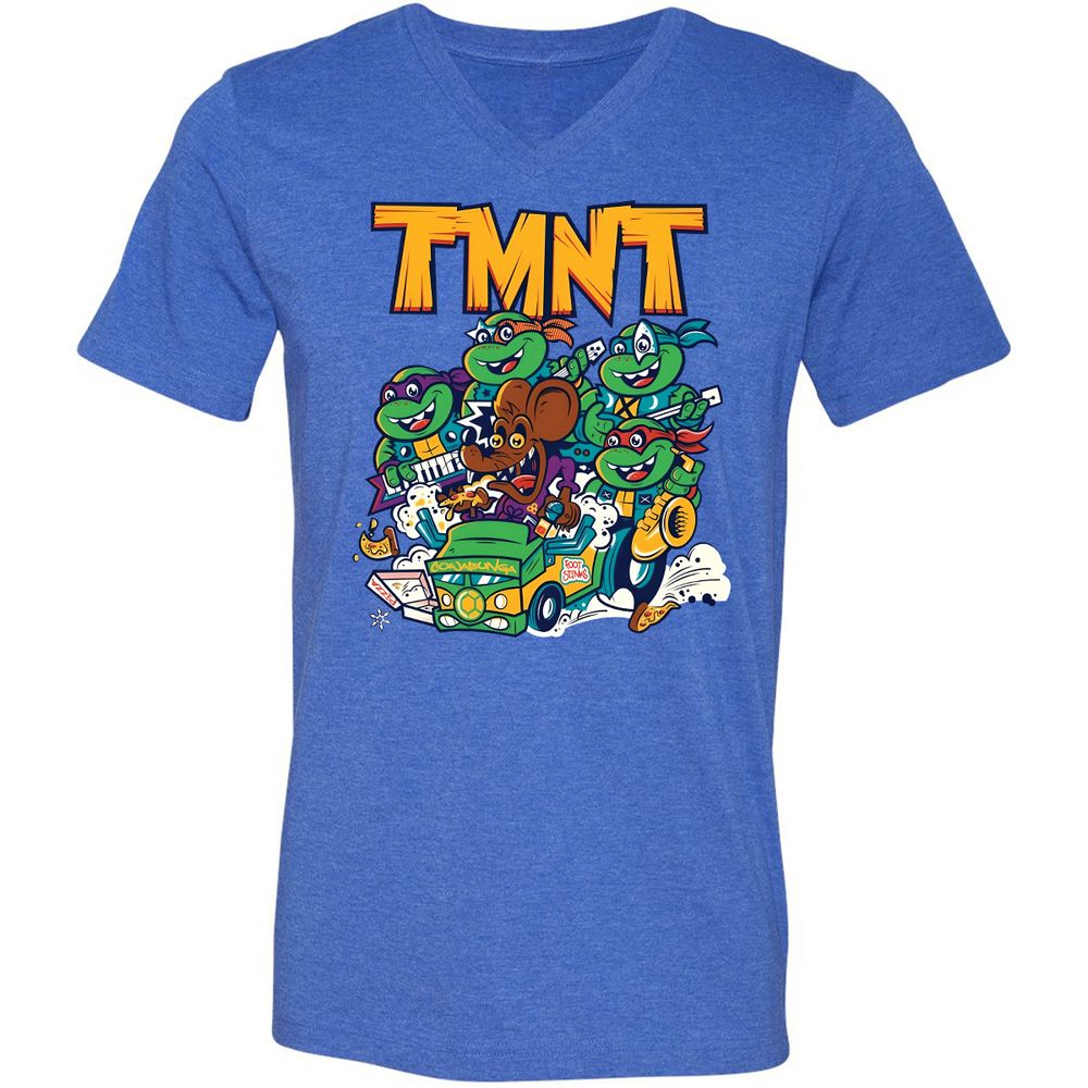 Unisex V-Neck T-Shirt - 9P1J68P6 - Heather True Royal - 14