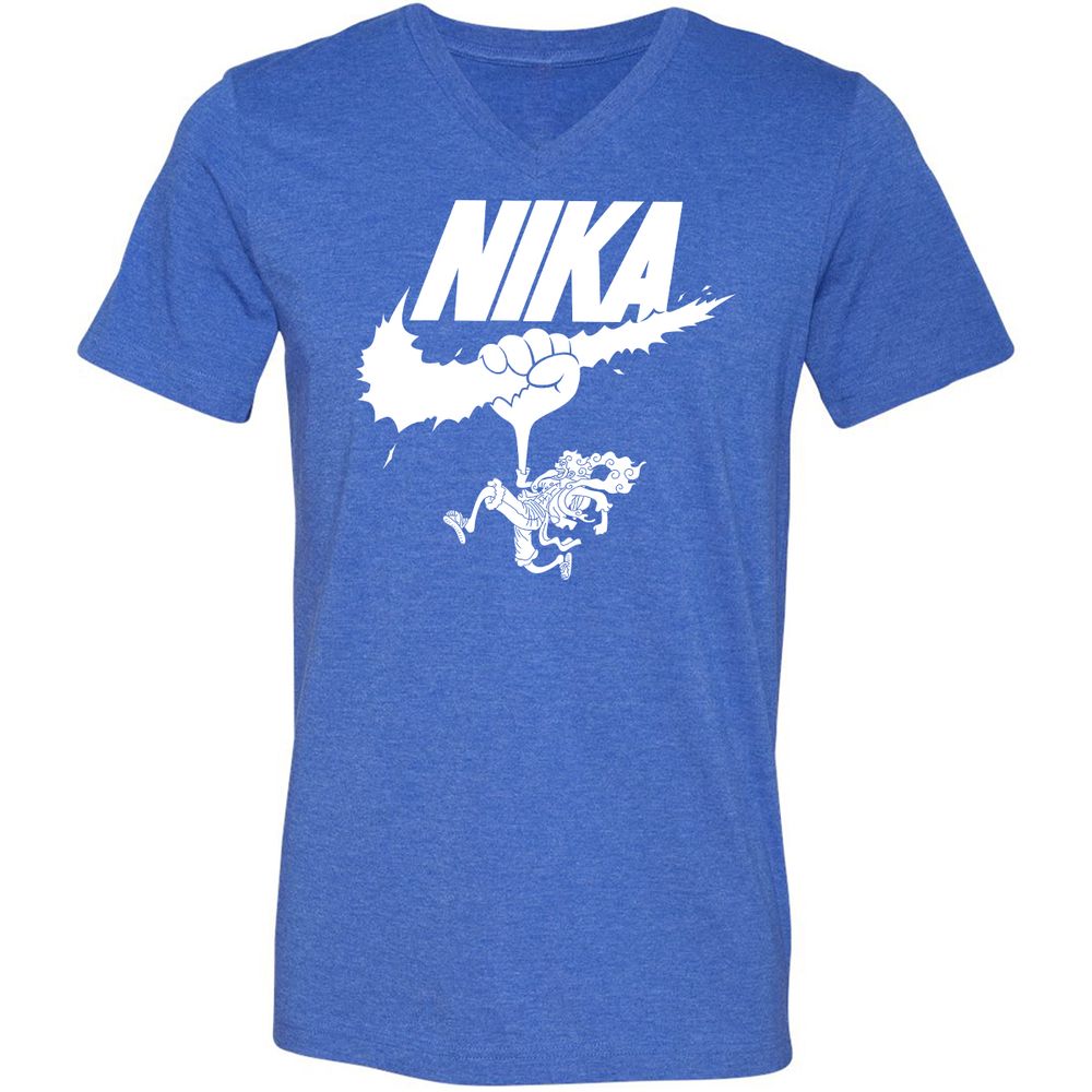 Unisex V-Neck T-Shirt - 8J69X42U - Heather True Royal - 14