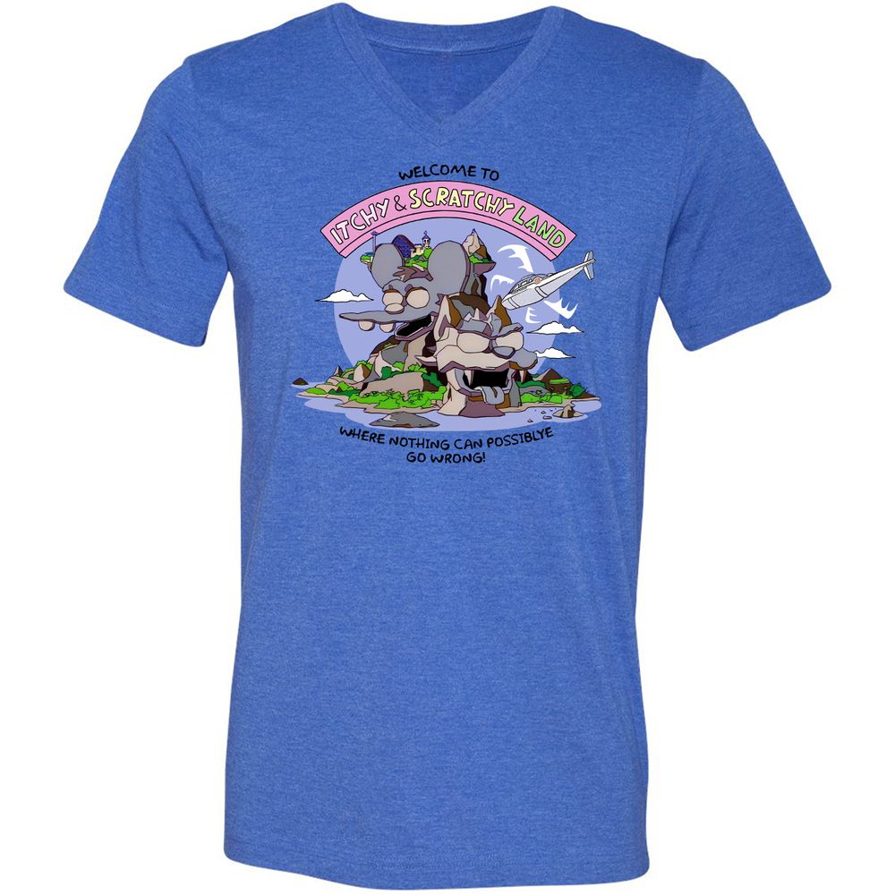 Unisex V-Neck T-Shirt - H6RRC4M5 - Heather True Royal - 14