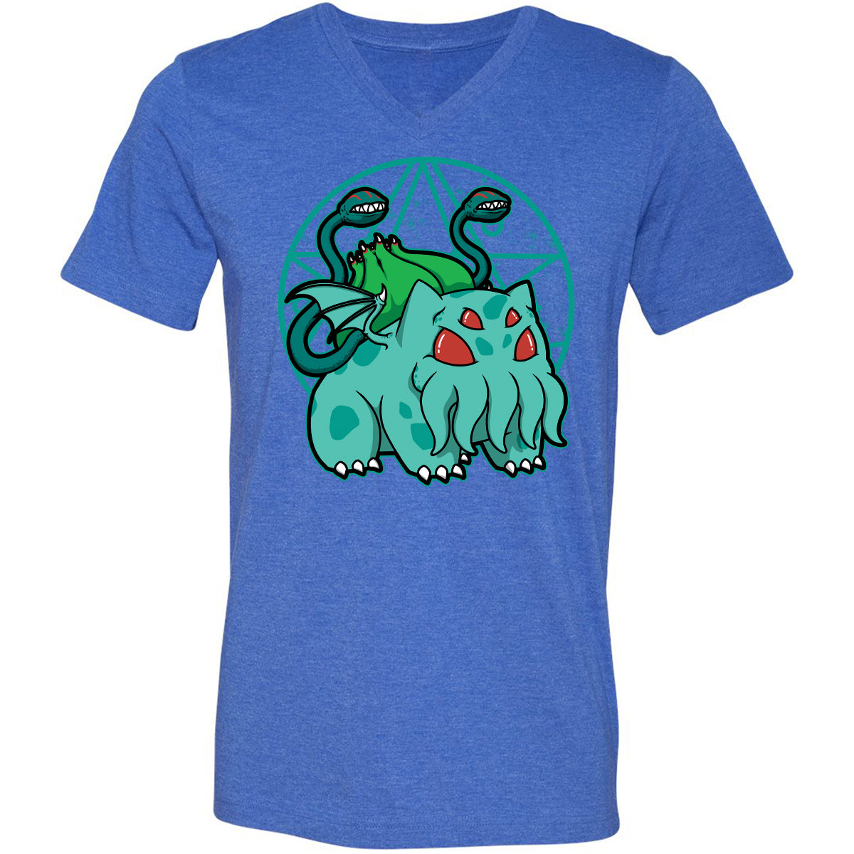 Unisex V-Neck T-Shirt - ZUWGGR9Q - Heather True Royal - 14