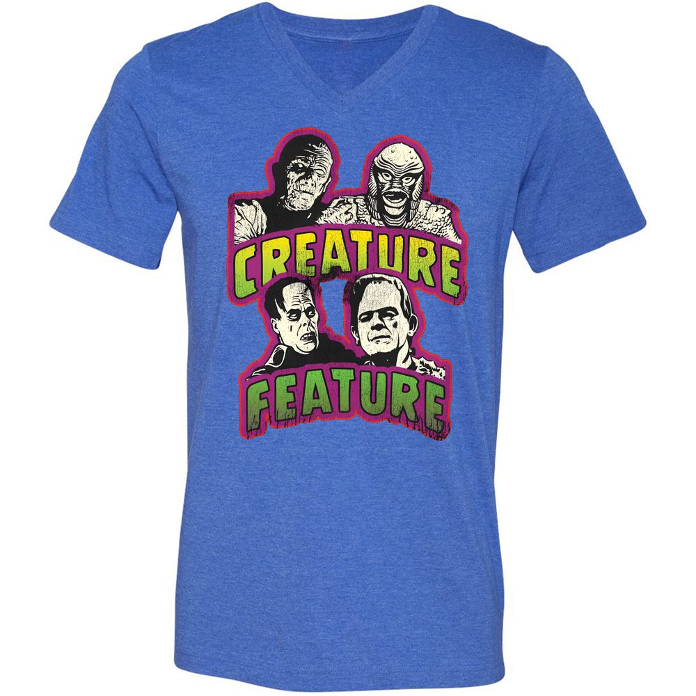 Unisex V-Neck T-Shirt - E3QD1JTW - Heather True Royal - 14