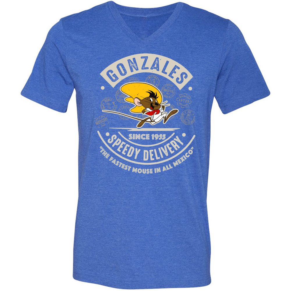Unisex V-Neck T-Shirt - AA6QHQ7S - Heather True Royal - 14