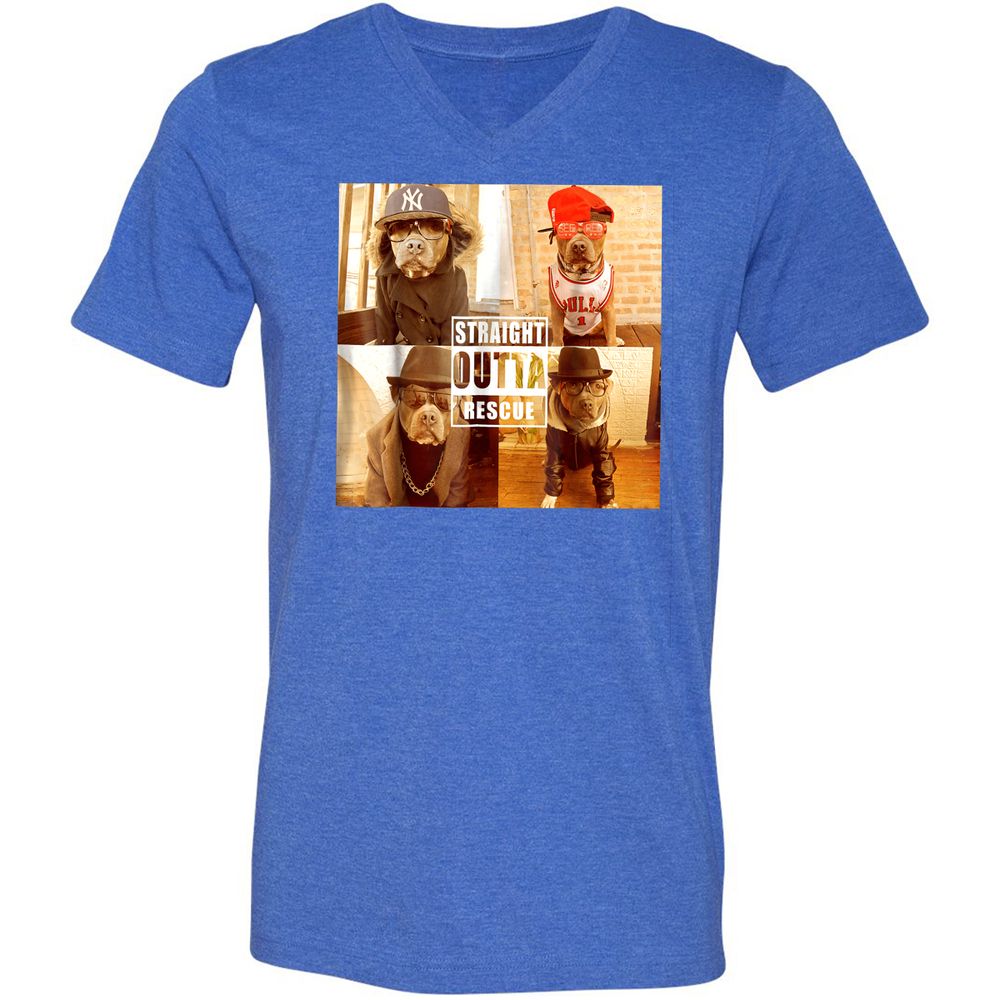 Unisex V-Neck T-Shirt - PYQ6PKWF - Heather True Royal - 14