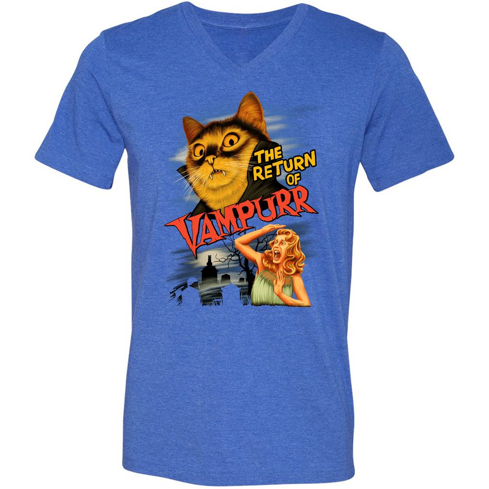 Unisex V-Neck T-Shirt - 2VN74J2Q - Heather True Royal - 14