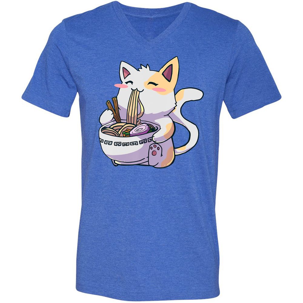 Unisex V-Neck T-Shirt - 3Q4QCJ4A - Heather True Royal - 14