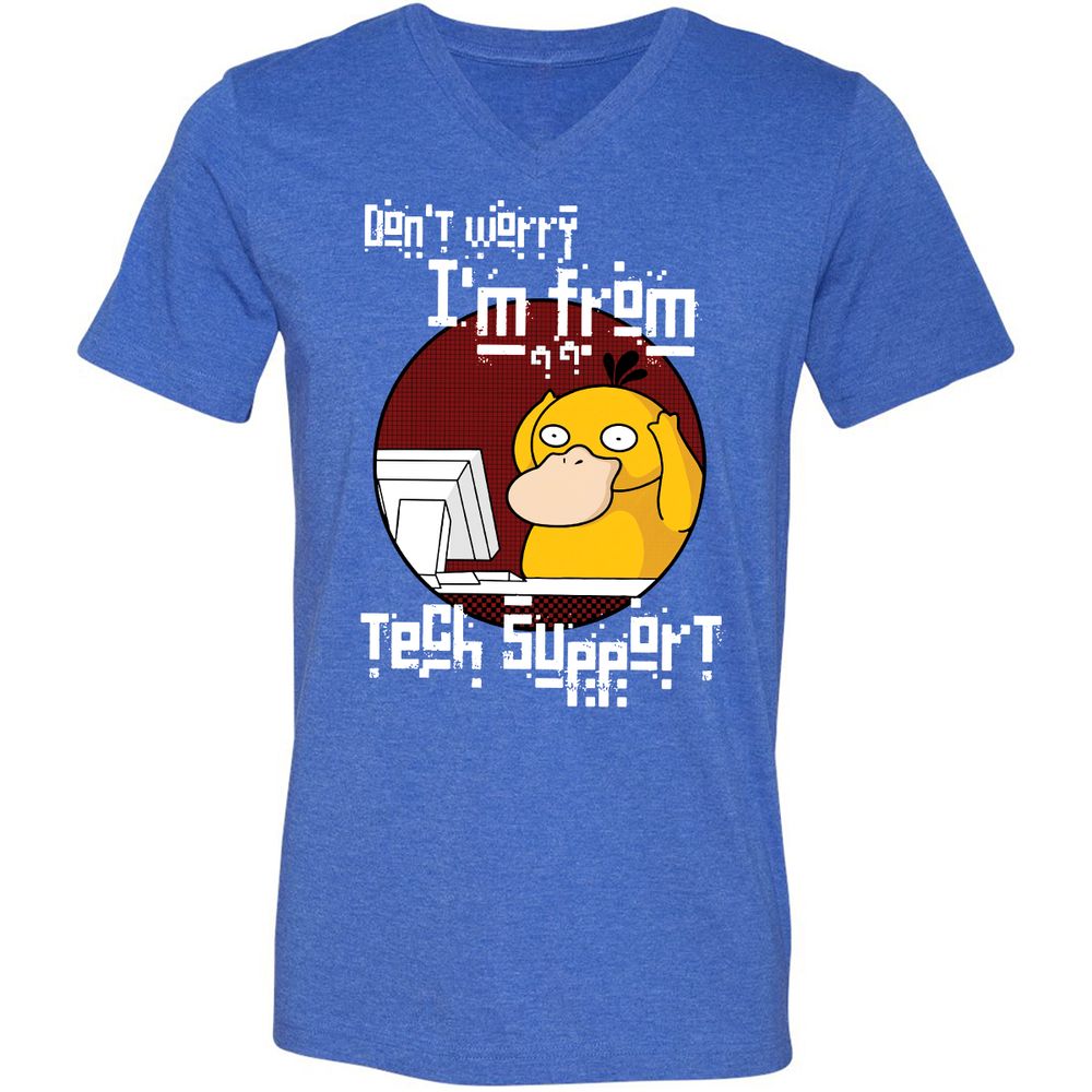 Unisex V-Neck T-Shirt - DV4JXXHJ - Heather True Royal - 14