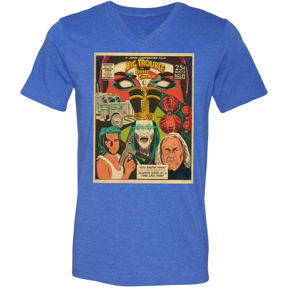 Unisex V-Neck T-Shirt - XYU8TWD1 - Heather True Royal - 14