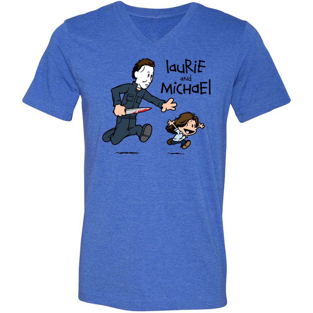 Unisex V-Neck T-Shirt - XHG1KLZC - Heather True Royal - 14