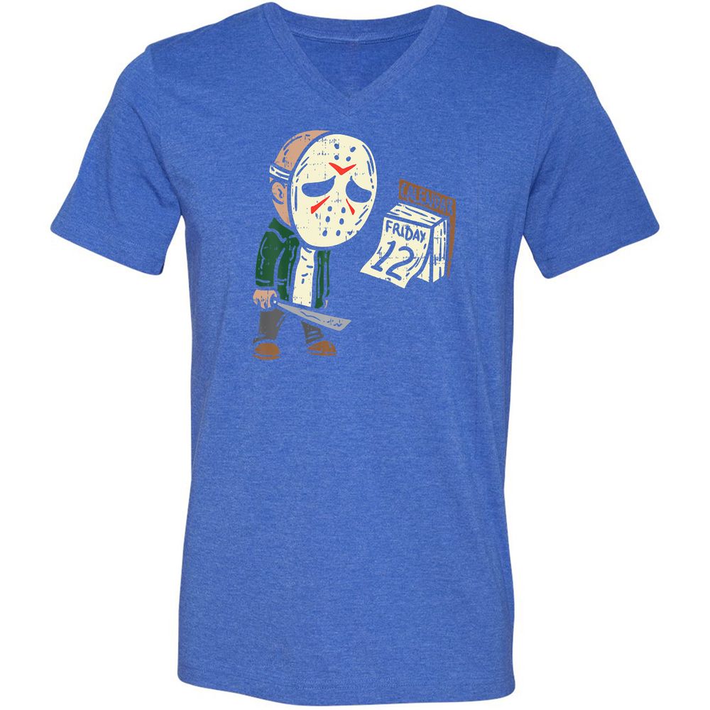 Unisex V-Neck T-Shirt - W1U9XN6D - Heather True Royal - 14