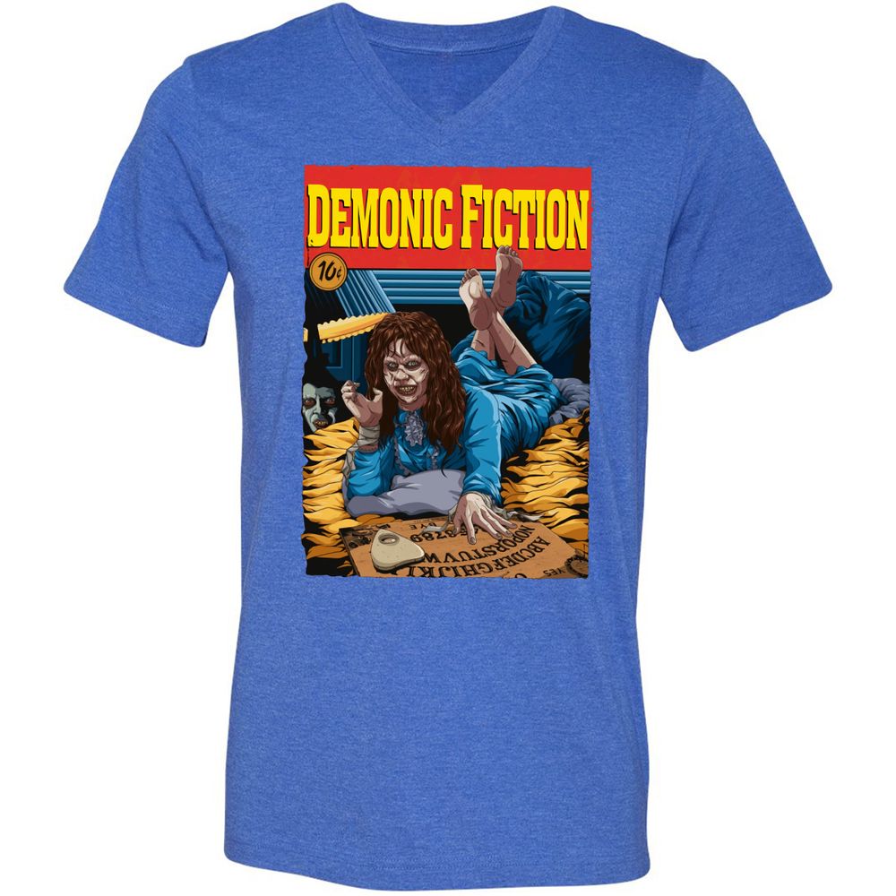 Unisex V-Neck T-Shirt - L3DKFL9Y - Heather True Royal - 14