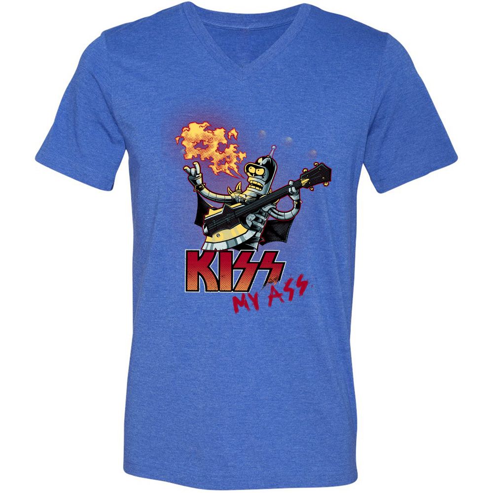 Unisex V-Neck T-Shirt - 385QWLQB - Heather True Royal - 14