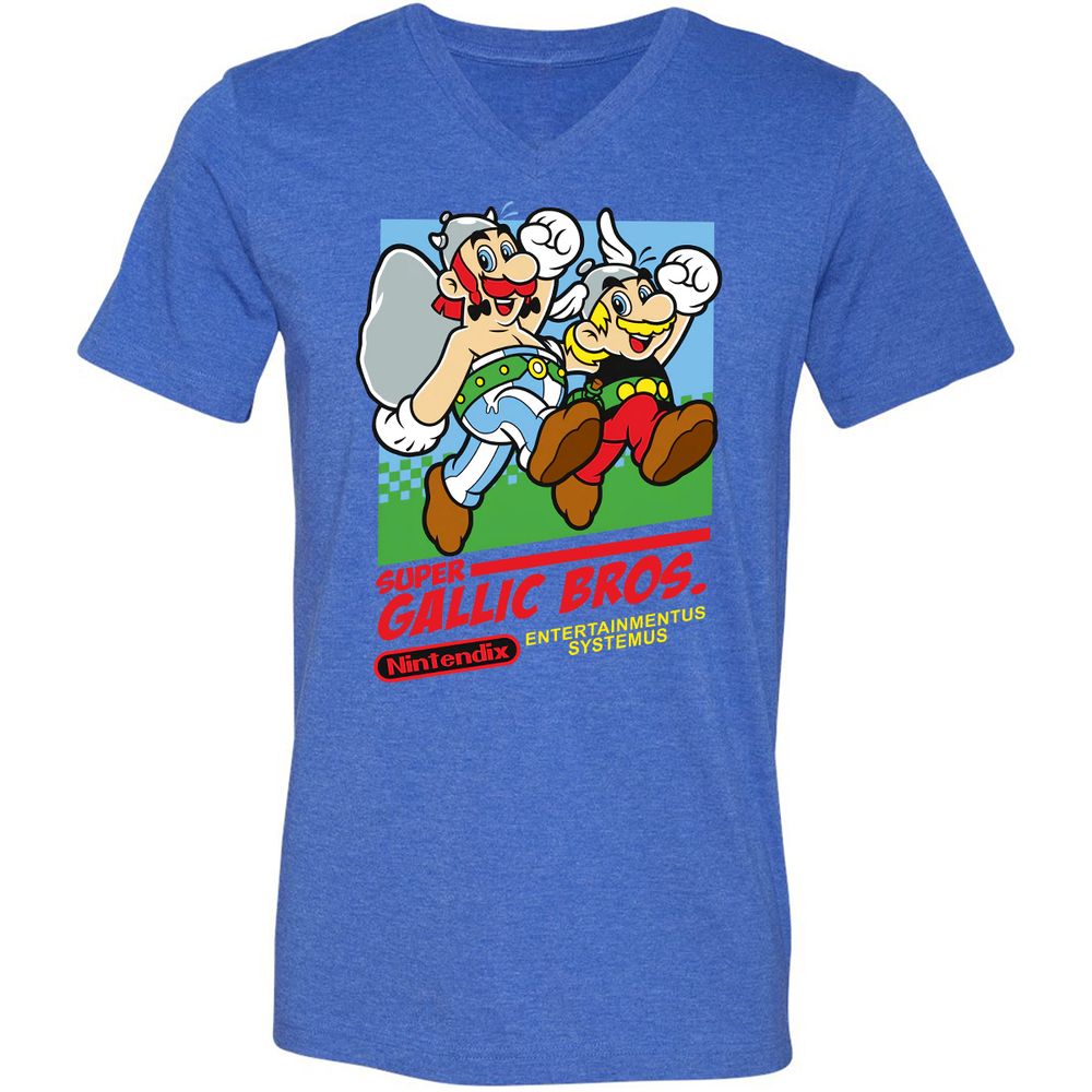 Unisex V-Neck T-Shirt - C4M589FP - Heather True Royal - 14