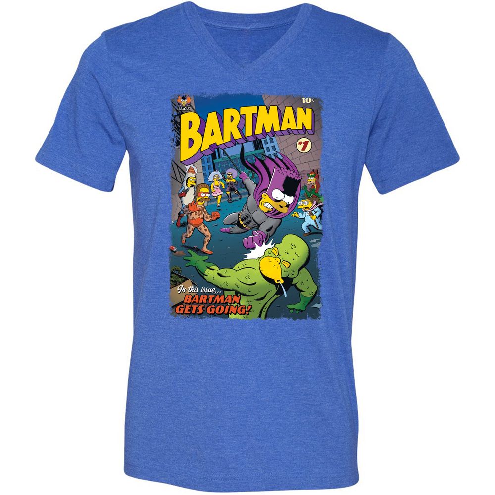 Unisex V-Neck T-Shirt - TBCQZPBR - Heather True Royal - 14