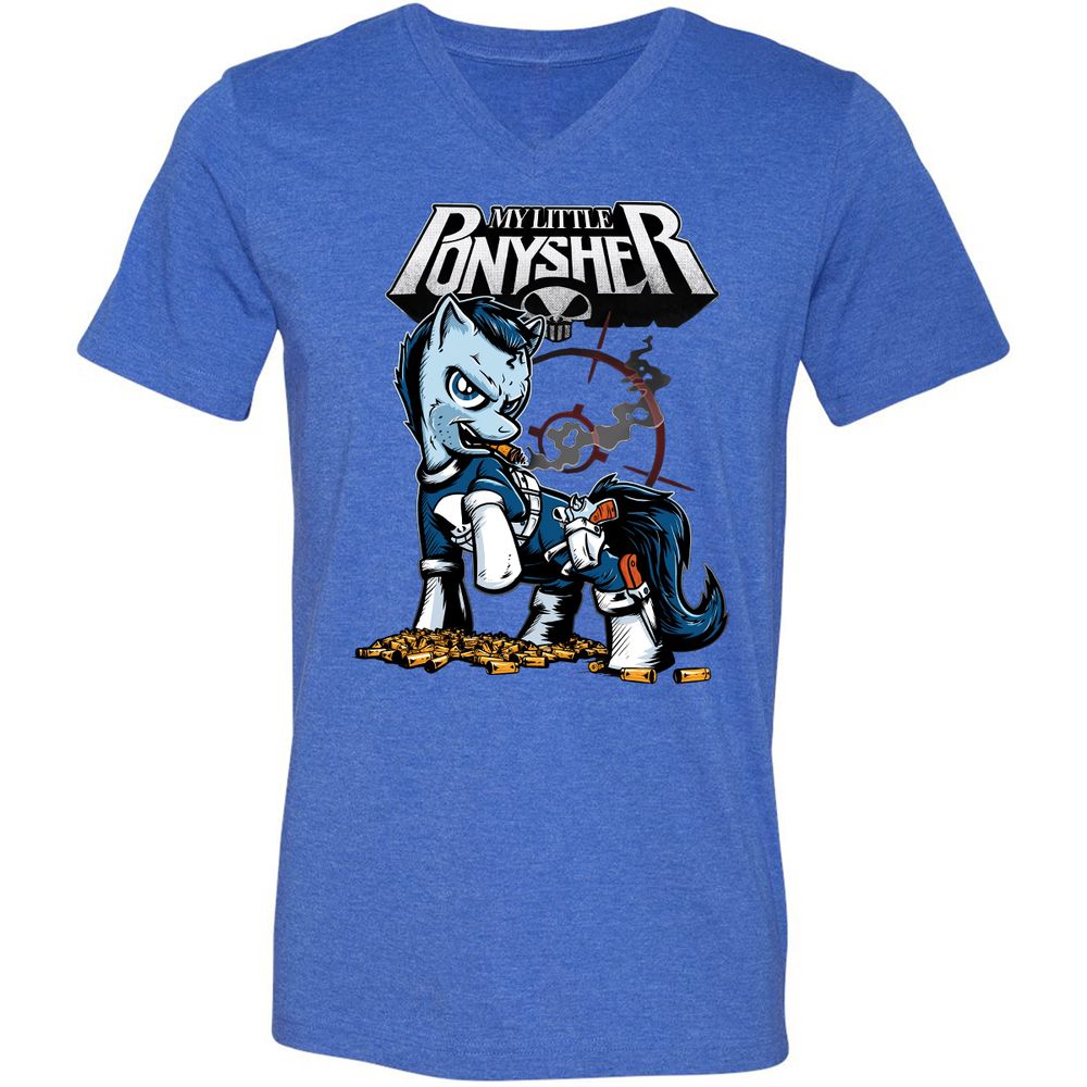 Unisex V-Neck T-Shirt - C67L1ZFV - Heather True Royal - 14