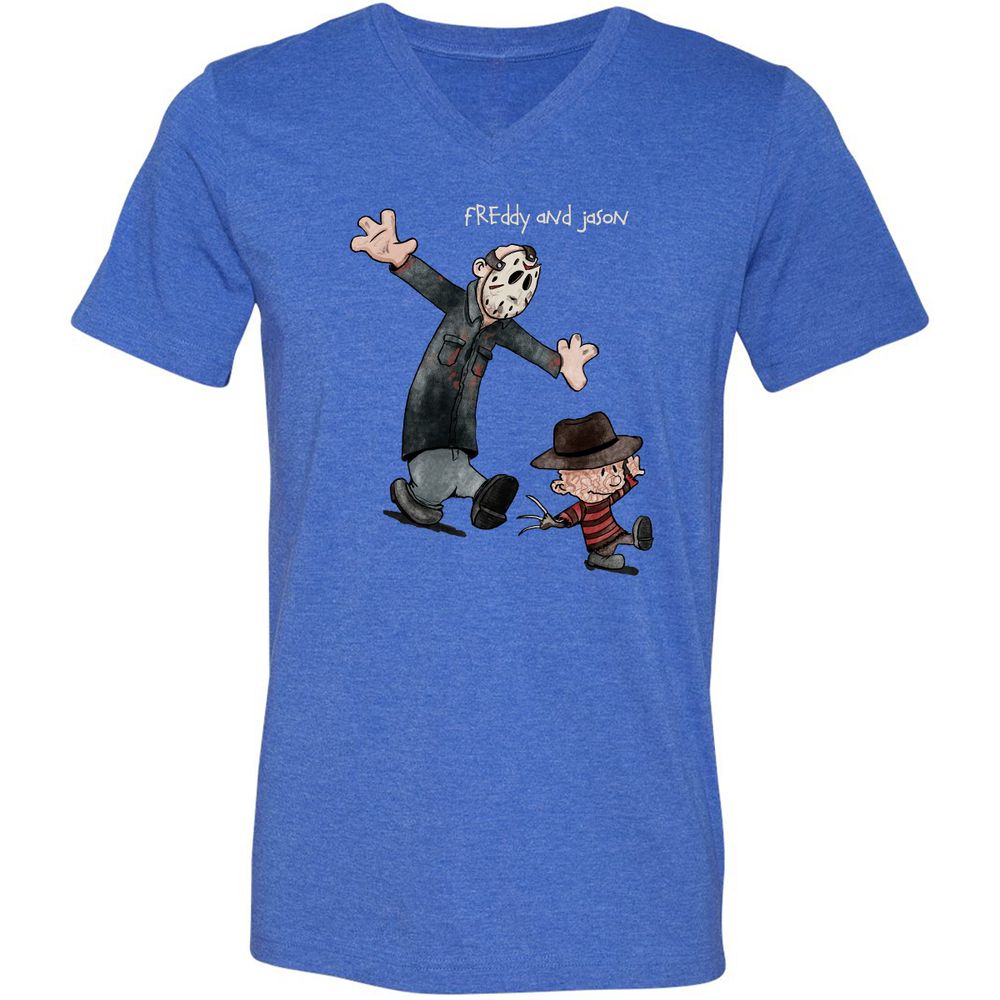 Unisex V-Neck T-Shirt - T3ULUS9N - Heather True Royal - 14