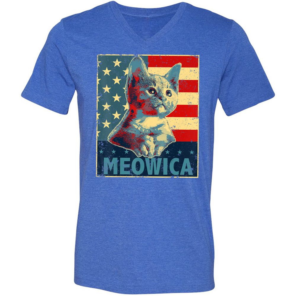 Unisex V-Neck T-Shirt - Z6EFX86C - Heather True Royal - 14