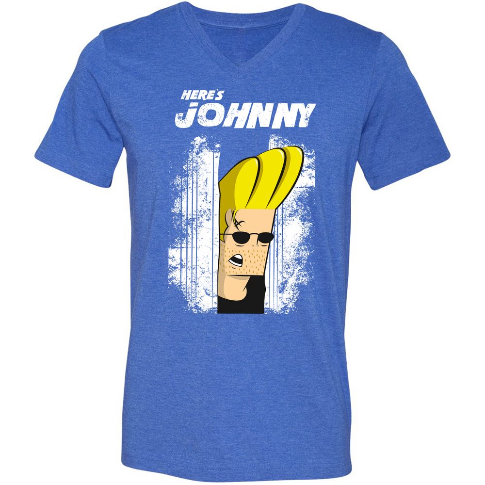 Unisex V-Neck T-Shirt - LG8QZY8F - Heather True Royal - 14