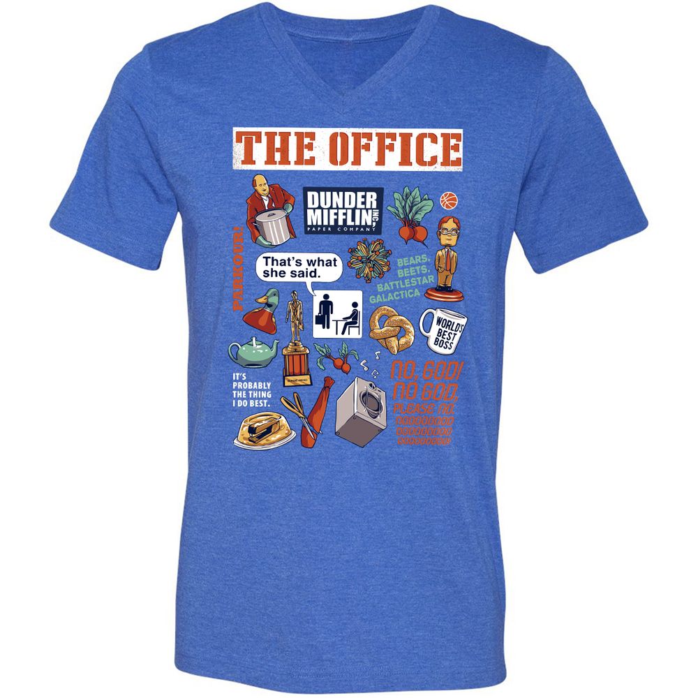 Unisex V-Neck T-Shirt - 3SD8TDVT - Heather True Royal - 14