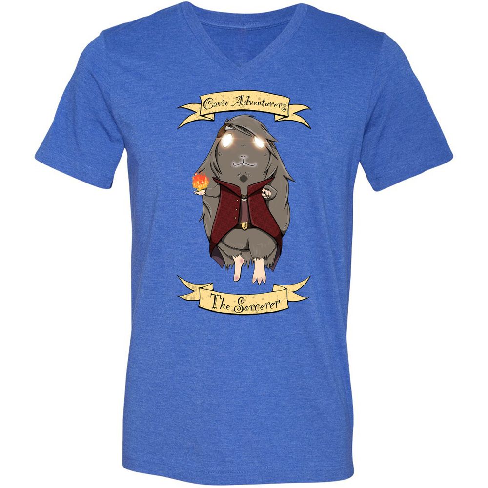 Unisex V-Neck T-Shirt - N9XC2CQV - Heather True Royal - 14