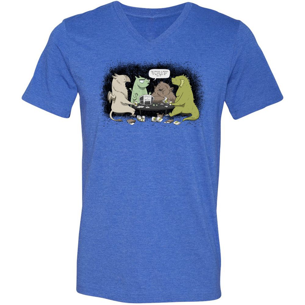 Unisex V-Neck T-Shirt - SD7TTJE3 - Heather True Royal - 14