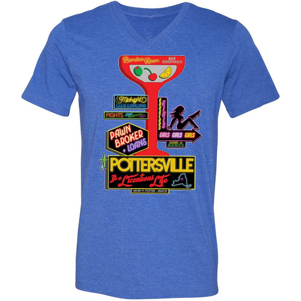 Unisex V-Neck T-Shirt - HMR5XC1A - Heather True Royal - 14