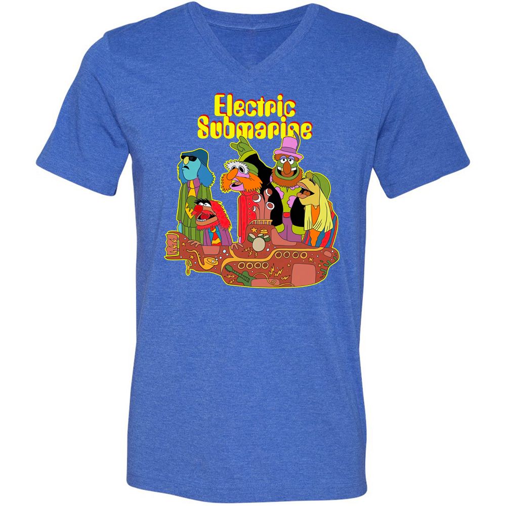 Unisex V-Neck T-Shirt - RTP6SHGE - Heather True Royal - 14