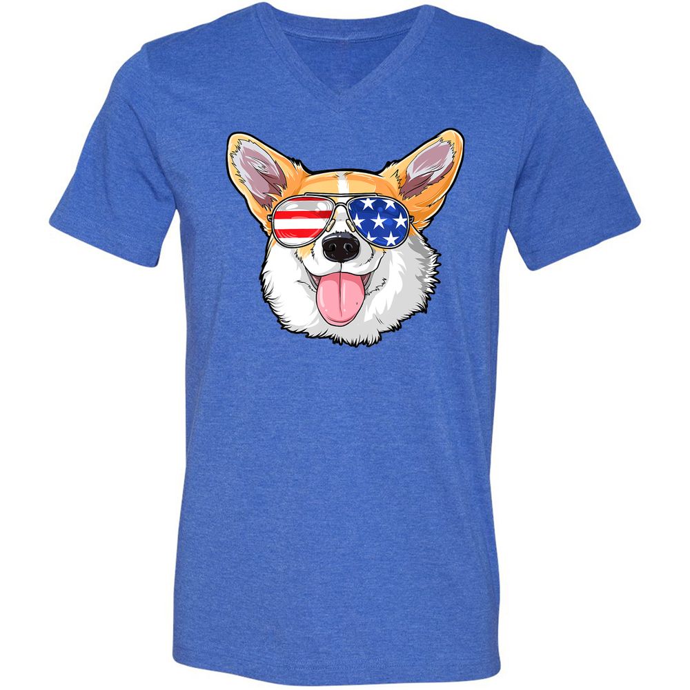 Unisex V-Neck T-Shirt - Z7UHBU8C - Heather True Royal - 14