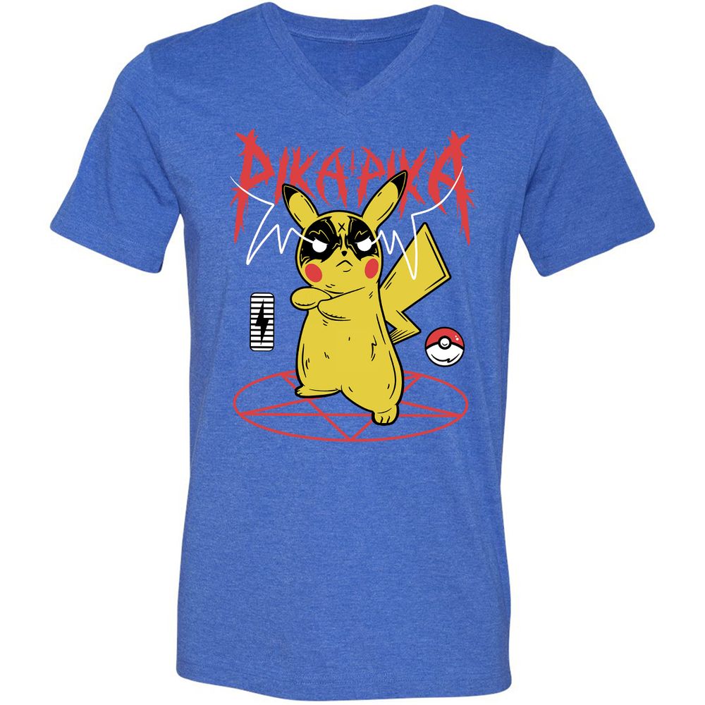 Unisex V-Neck T-Shirt - B5T1ZES6 - Heather True Royal - 14