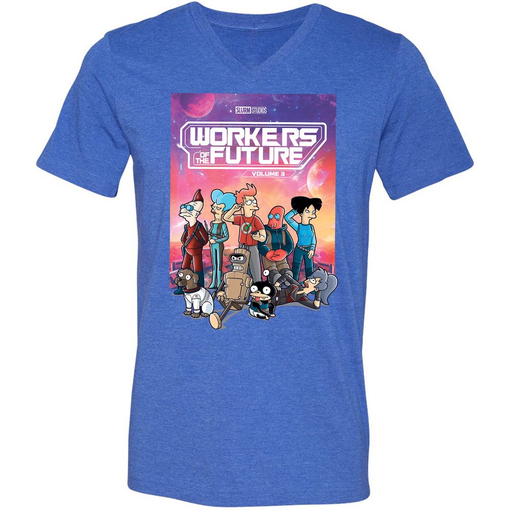 Unisex V-Neck T-Shirt - RUT7Q3LP - Heather True Royal - 14