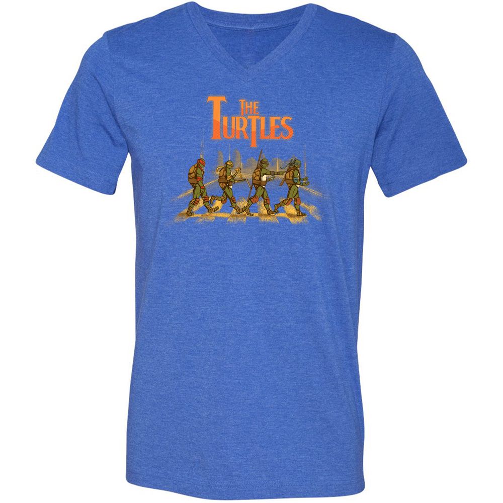 Unisex V-Neck T-Shirt - 4Q5FF1MT - Heather True Royal - 14