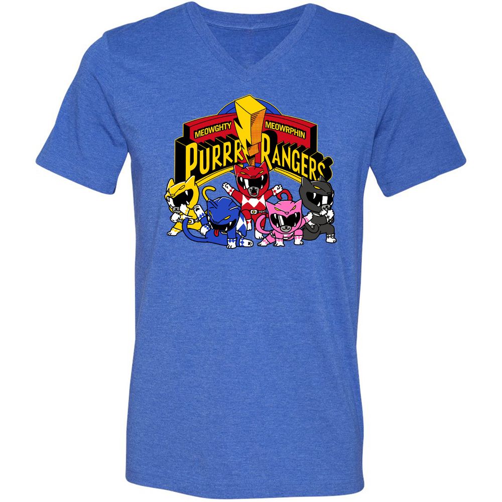 Unisex V-Neck T-Shirt - ZK27NSMQ - Heather True Royal - 14