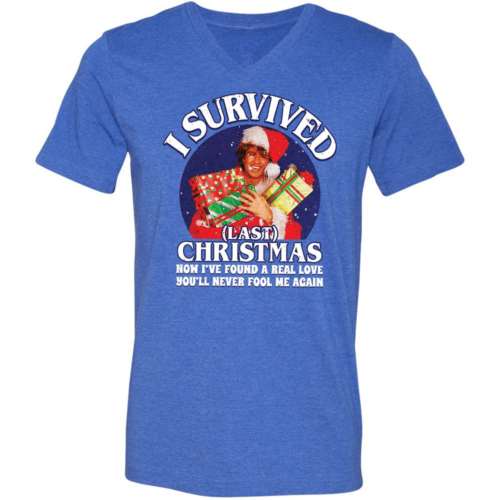 Unisex V-Neck T-Shirt - Q3HAJ973 - Heather True Royal - 14