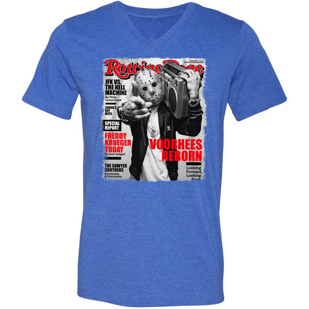 Unisex V-Neck T-Shirt - PP342Y1J - Heather True Royal - 14