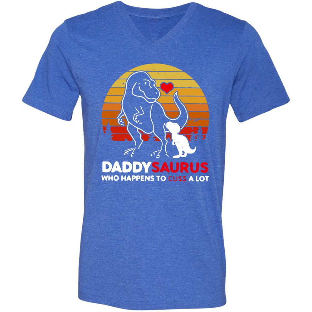 Unisex V-Neck T-Shirt - AUEUJG3Y - Heather True Royal - 14