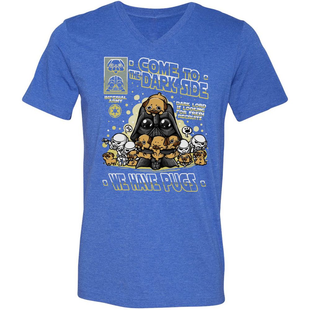 Unisex V-Neck T-Shirt - XNF62L6E - Heather True Royal - 14