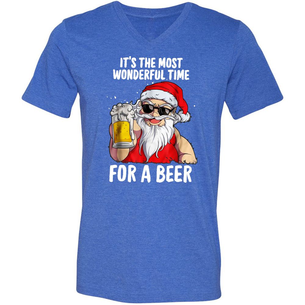 Unisex V-Neck T-Shirt - VCBRD3K8 - Heather True Royal - 14