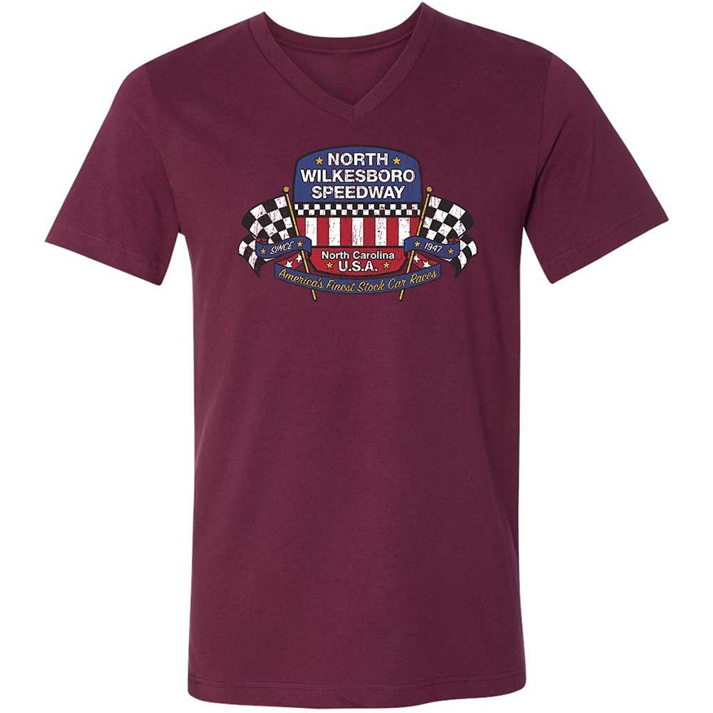 Unisex V-Neck T-Shirt - 8GCRQ53Y - Maroon - 14