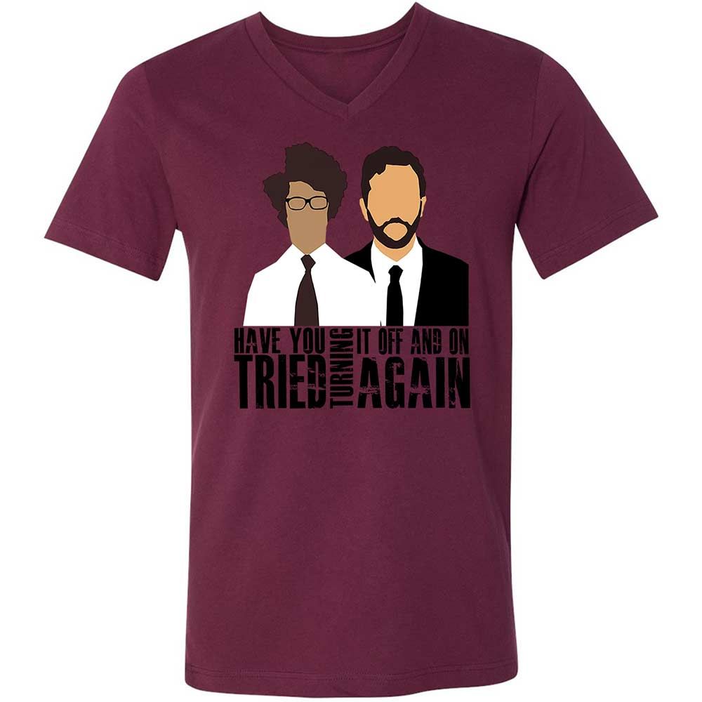 Unisex V-Neck T-Shirt - M9MSFYEY - Maroon - 14