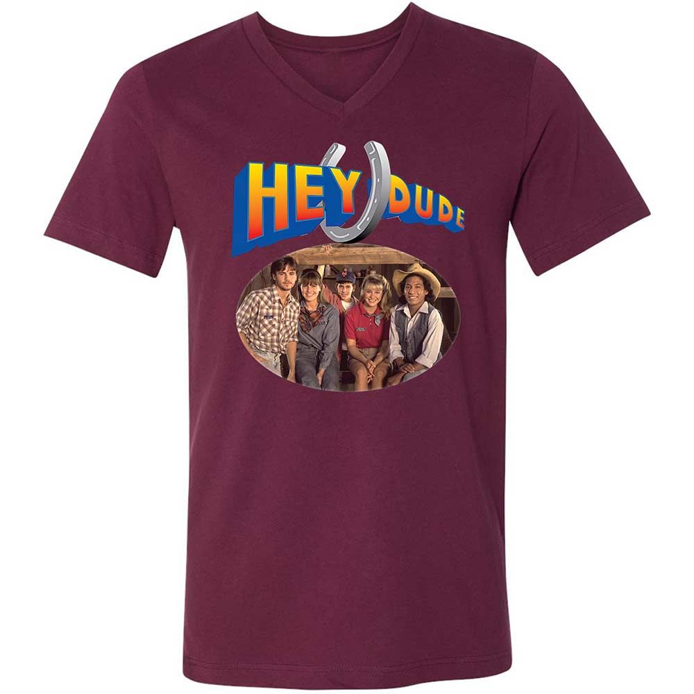 Unisex V-Neck T-Shirt - E2D4SL45 - Maroon - 14