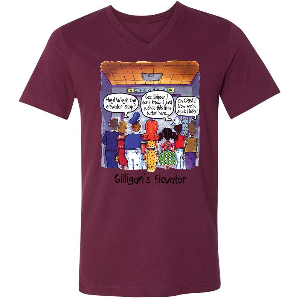 Unisex V-Neck T-Shirt - 2LAMZU2D - Maroon - 14