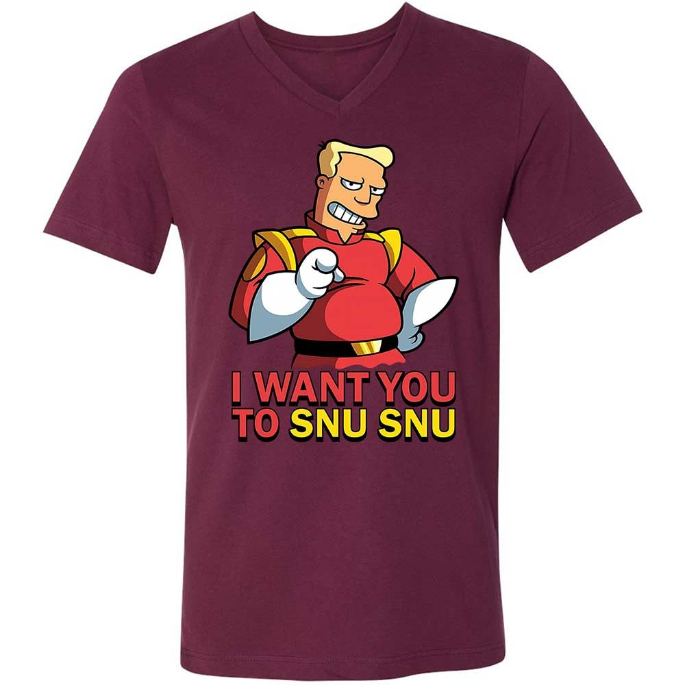 Unisex V-Neck T-Shirt - CKA7TG9V - Maroon - 14