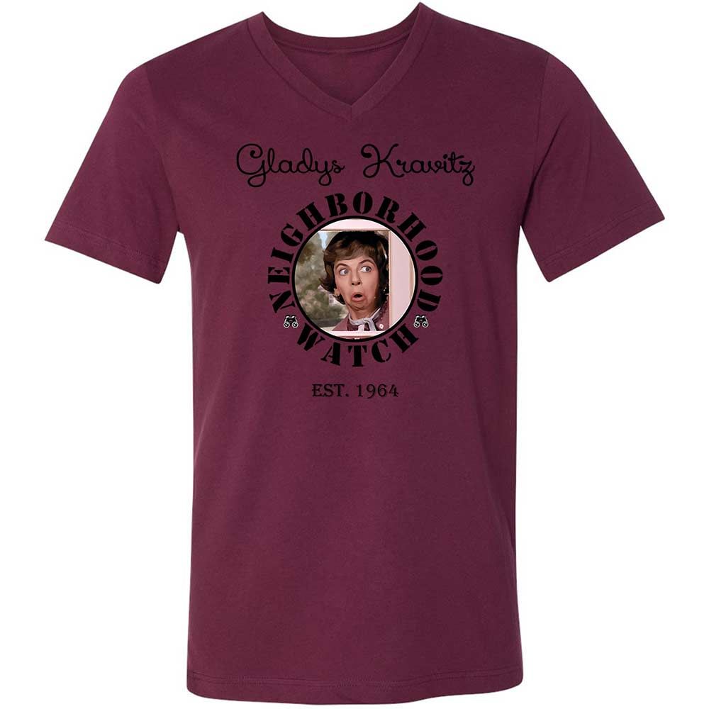 Unisex V-Neck T-Shirt - TAZQTQEM - Maroon - 14