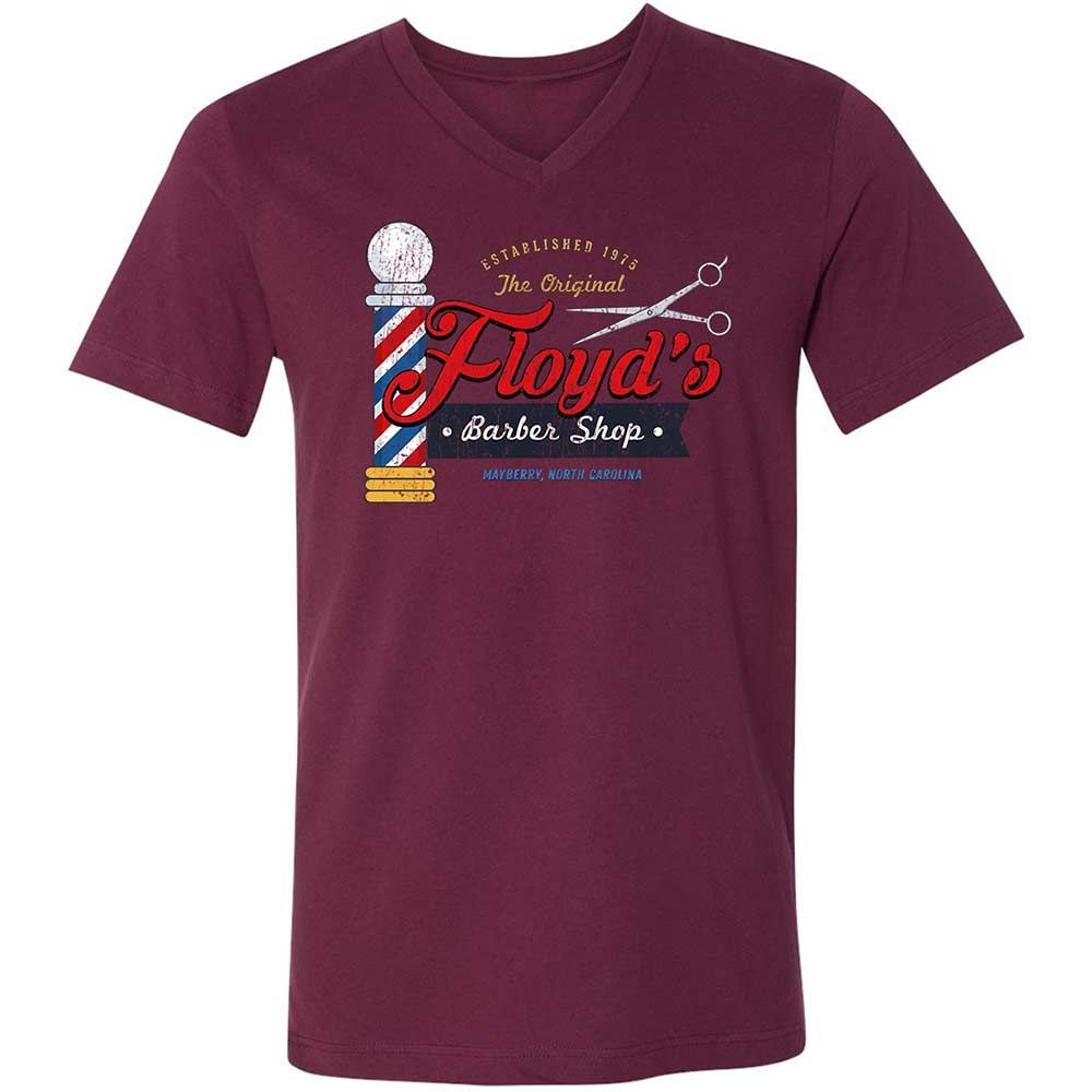 Unisex V-Neck T-Shirt - 9NQY7WGG - Maroon - 14