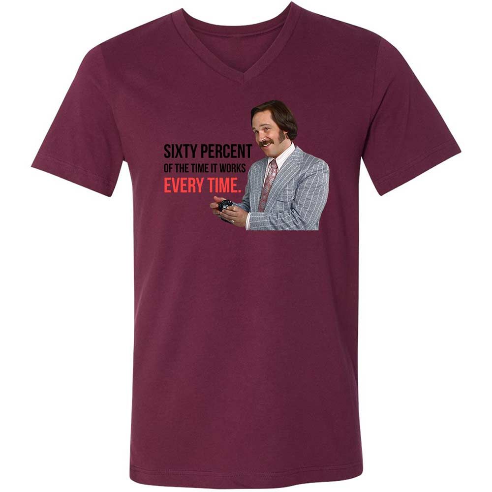 Unisex V-Neck T-Shirt - A7YVUSJG - Maroon - 14