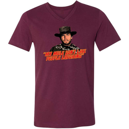 Unisex V-Neck T-Shirt - GQM3CXZR - Maroon - 14