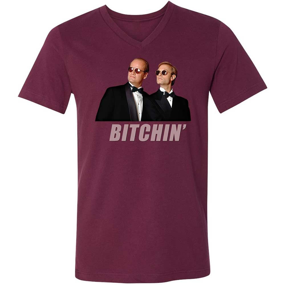 Unisex V-Neck T-Shirt - G48WVGEV - Maroon - 14