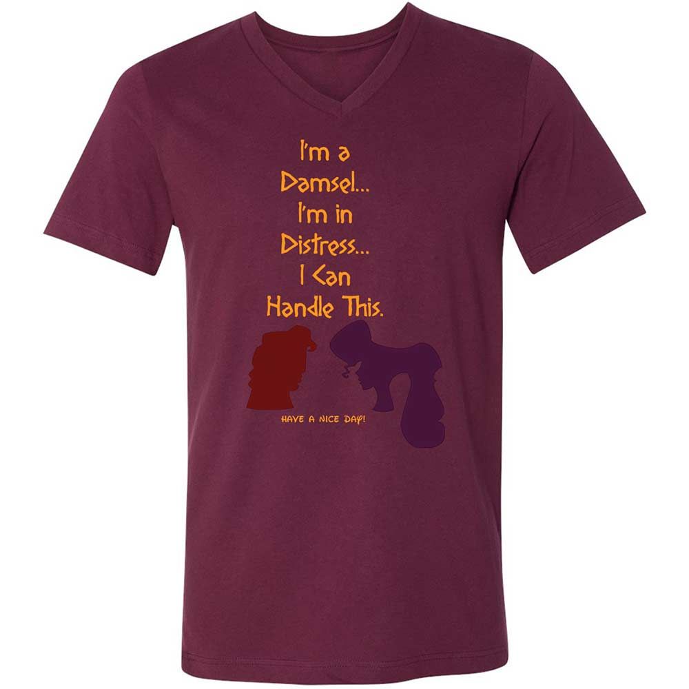 Unisex V-Neck T-Shirt - 1HN9TB3K - Maroon - 14