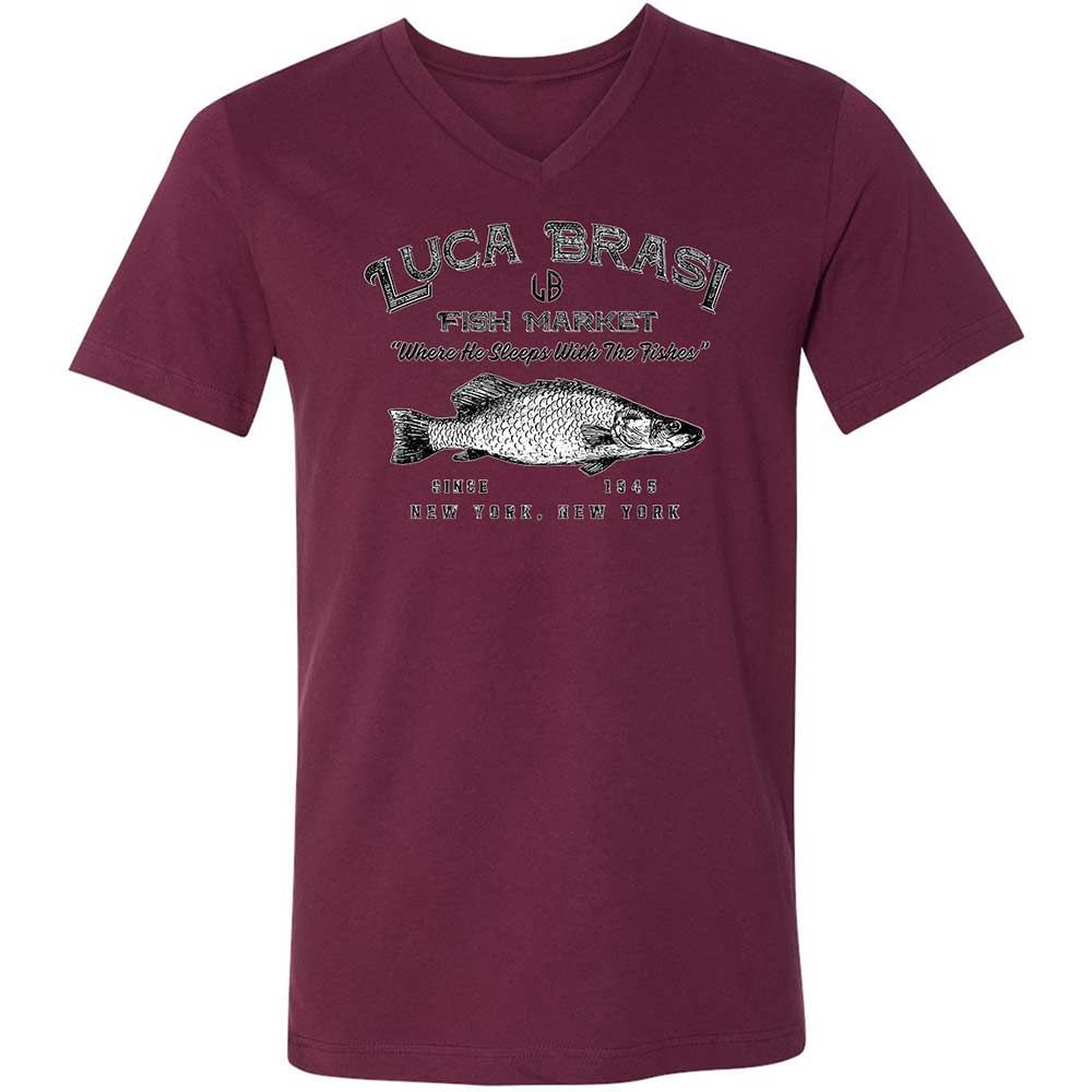 Unisex V-Neck T-Shirt - BWE1PJFW - Maroon - 14