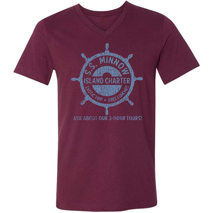Unisex V-Neck T-Shirt - AH8PNLJ1 - Maroon - 14