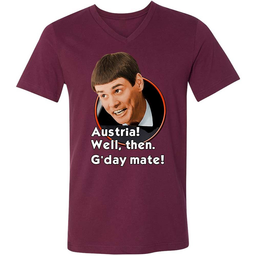 Unisex V-Neck T-Shirt - H6QKQU3V - Maroon - 14